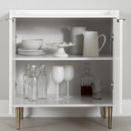 Buffet deux portes Mid-Century Glam avec accents dorés et étagère réglable