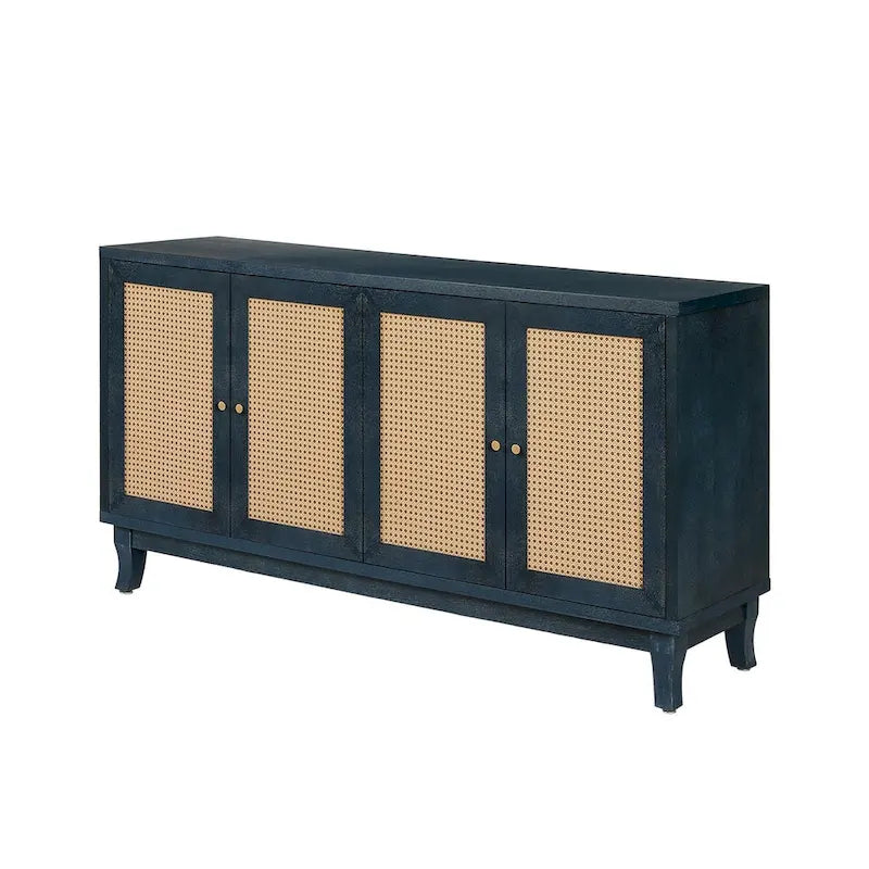 Bahut en rotin avec 4 portes en rotin, 152 cm (L) x 80 cm (H)