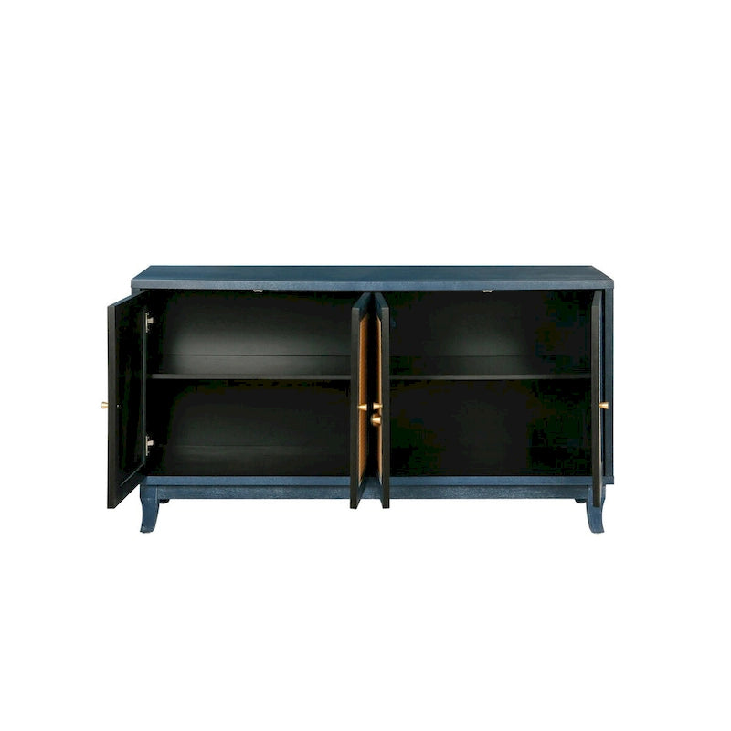 Bahut en rotin avec 4 portes en rotin, 152 cm (L) x 80 cm (H)