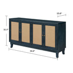 Bahut en rotin avec 4 portes en rotin, 152 cm (L) x 80 cm (H)