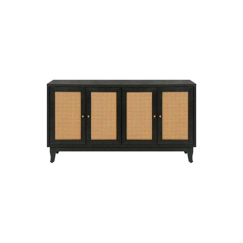 Bahut en rotin avec 4 portes en rotin, 152 cm (L) x 80 cm (H)