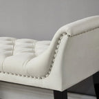 Banquette d'appoint en velours capitonné avec accoudoirs, 50L x 24.5H