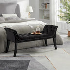 Banquette d'appoint en velours capitonné avec accoudoirs, 50L x 24.5H