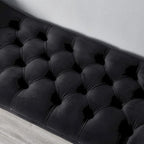 Banquette d'appoint en velours capitonné avec accoudoirs, 50L x 24.5H