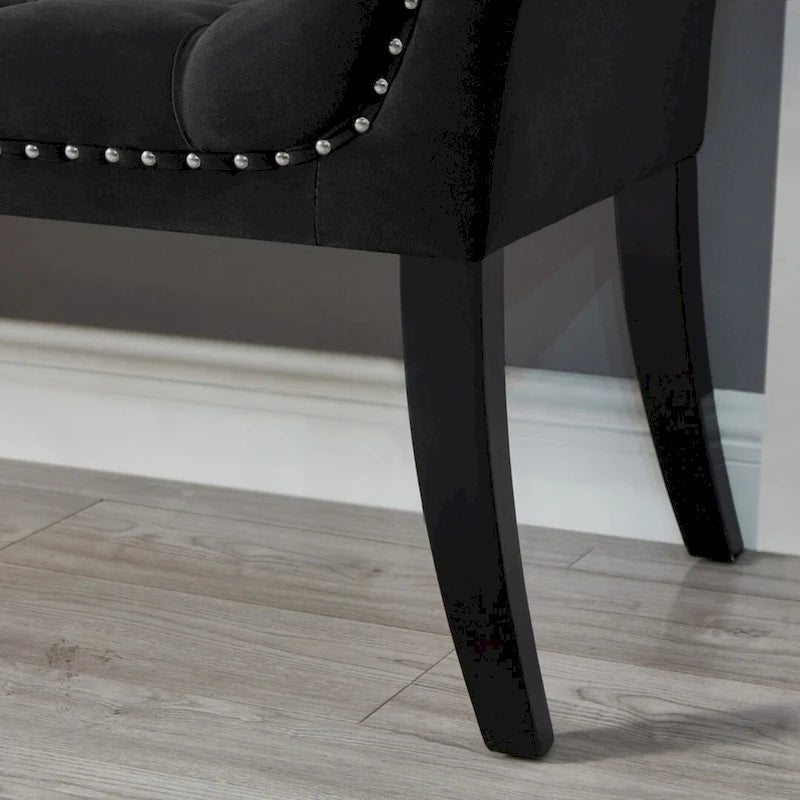 Banquette d'appoint en velours capitonné avec accoudoirs, 50L x 24.5H
