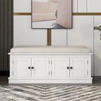 Banc de rangement avec 4 portes, étagères réglables et coussin amovible, entrée