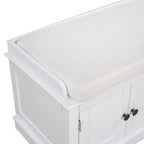 Banc de rangement avec 4 portes, étagères réglables et coussin amovible, entrée