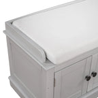Banc de rangement avec 4 portes, étagères réglables et coussin amovible, entrée