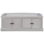 Banc de rangement avec 4 portes, étagères réglables et coussin amovible, entrée