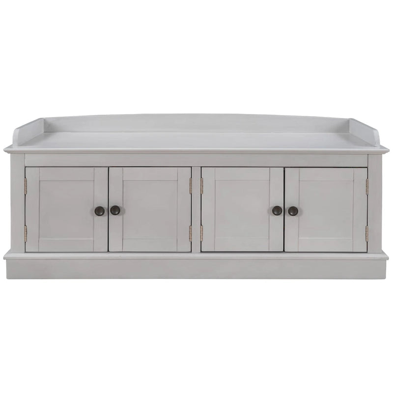 Banc de rangement avec 4 portes, étagères réglables et coussin amovible, entrée