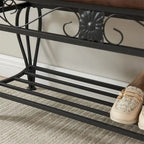 Banc à chaussures rembourré d'entrée, polyvalent, industriel, avec étagère ouverte