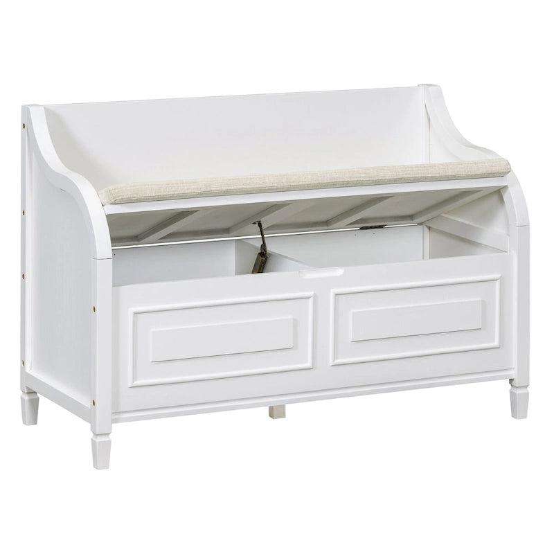 Banc de rangement rustique à dossier haut avec rangement dissimulé, 42L x 18W x 29.5H, 250 lb
