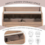 Banc de rangement rustique à dossier haut avec rangement dissimulé, 42L x 18W x 29.5H, 250 lb