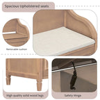 Banc de rangement rustique à dossier haut avec rangement dissimulé, 42L x 18W x 29.5H, 250 lb