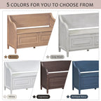 Banc de rangement rustique à dossier haut avec rangement dissimulé, 42L x 18W x 29.5H, 250 lb