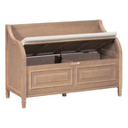 Banc de rangement rustique à dossier haut avec rangement dissimulé, 42L x 18W x 29.5H, 250 lb