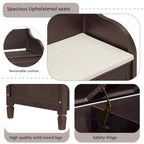 Banc de rangement rustique à dossier haut avec rangement dissimulé, 42L x 18W x 29.5H, 250 lb