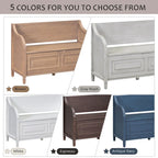 Banc de rangement rustique à dossier haut avec rangement dissimulé, 42L x 18W x 29.5H, 250 lb