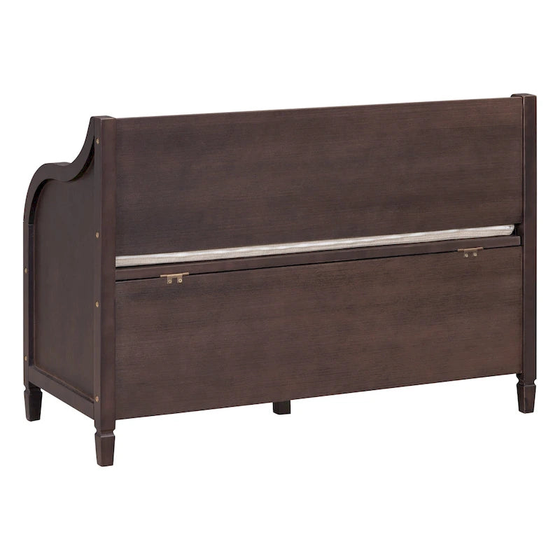 Banc de rangement rustique à dossier haut avec rangement dissimulé, 42L x 18W x 29.5H, 250 lb