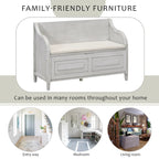 Banc de rangement rustique à dossier haut avec rangement dissimulé, 42L x 18W x 29.5H, 250 lb