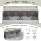 Banc de rangement rustique à dossier haut avec rangement dissimulé, 42L x 18W x 29.5H, 250 lb