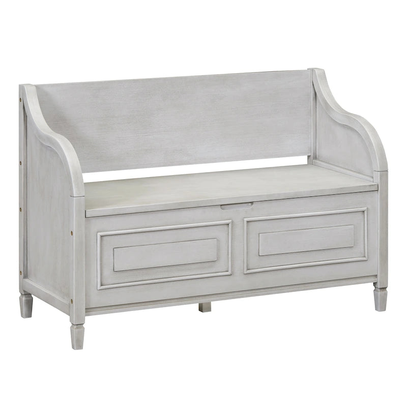 Banc de rangement rustique à dossier haut avec rangement dissimulé, 42L x 18W x 29.5H, 250 lb