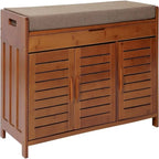 Meuble à chaussures en bambou avec coussin et rangement dissimulé, 38,5L x 14,2P x 20,8H