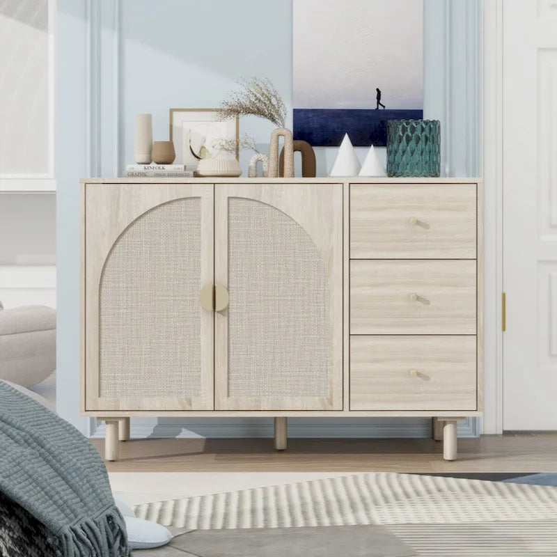 Armoire 2 portes 3 tiroirs pour chambre, salon et bureau, finition neutre