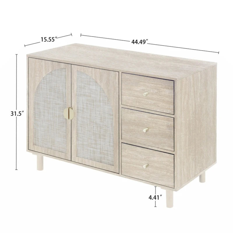 Armoire 2 portes 3 tiroirs pour chambre, salon et bureau, finition neutre