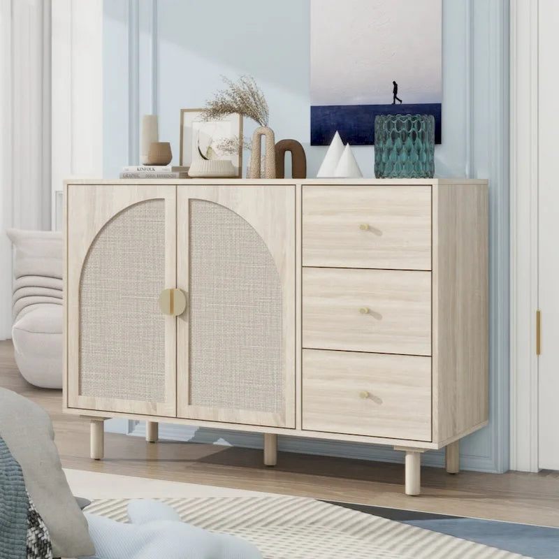 Armoire 2 portes 3 tiroirs pour chambre, salon et bureau, finition neutre