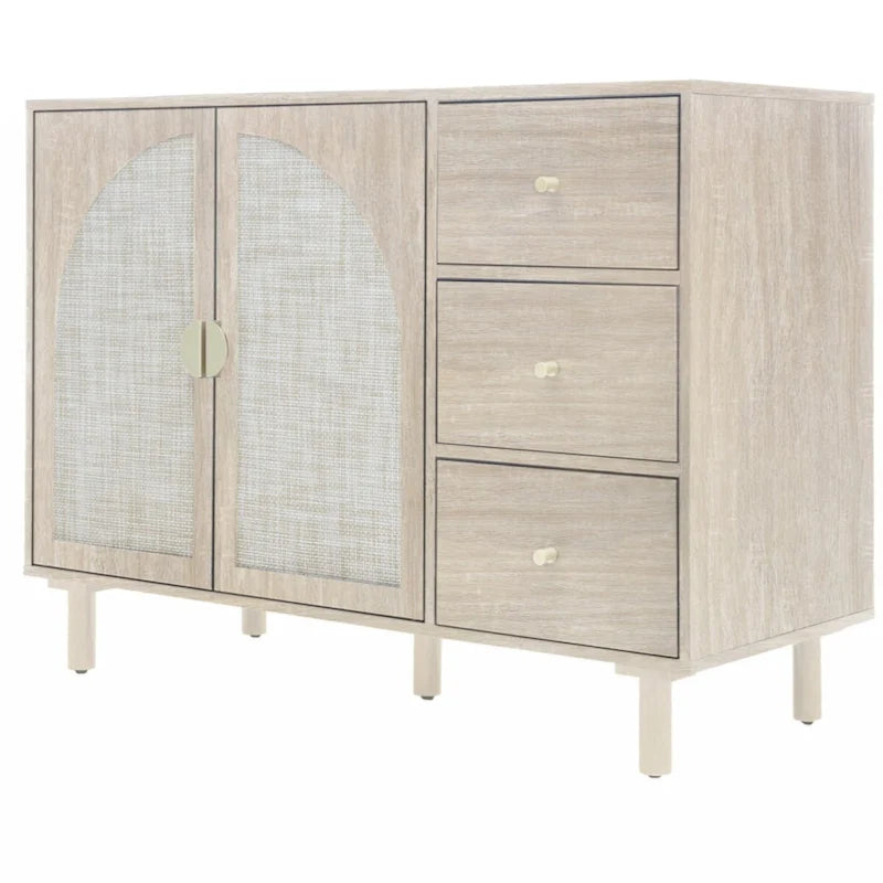 Armoire 2 portes 3 tiroirs pour chambre, salon et bureau, finition neutre