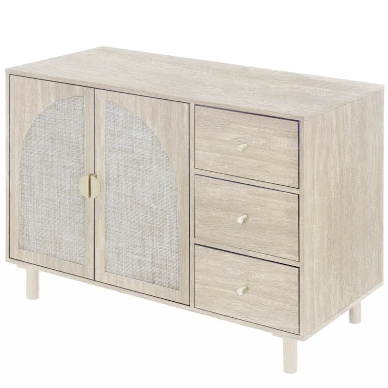 Armoire 2 portes 3 tiroirs pour chambre, salon et bureau, finition neutre