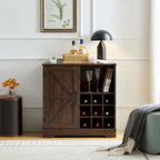 Meuble de bar à café de ferme avec casier à vin, porte de grange, tiroir et buffet