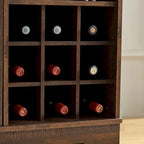 Meuble de bar à café de ferme avec casier à vin, porte de grange, tiroir et buffet