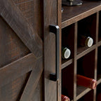 Meuble de bar à café de ferme avec casier à vin, porte de grange, tiroir et buffet