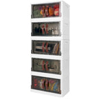 Meuble de rangement empilable en plastique avec couvercles, roues et ouverture latérale, 113,5 L