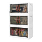 Meuble de rangement empilable en plastique avec couvercles, roues et ouverture latérale, 113,5 L