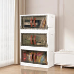Meuble de rangement empilable en plastique avec couvercles, roues et ouverture latérale, 113,5 L