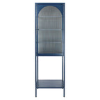 Meuble de rangement avec porte en verre trempé et 3 étagères réglables, design cannelé vintage