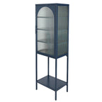 Meuble de rangement avec porte en verre trempé et 3 étagères réglables, design cannelé vintage