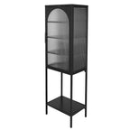 Meuble de rangement avec porte en verre trempé et 3 étagères réglables, design cannelé vintage