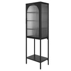 Meuble de rangement avec porte en verre trempé et 3 étagères réglables, design cannelé vintage