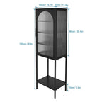 Meuble de rangement avec porte en verre trempé et 3 étagères réglables, design cannelé vintage