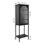 Meuble de rangement avec porte en verre trempé et 3 étagères réglables, design cannelé vintage