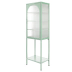 Meuble de rangement avec porte en verre trempé et 3 étagères réglables, design cannelé vintage