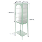 Meuble de rangement avec porte en verre trempé et 3 étagères réglables, design cannelé vintage