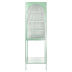 Meuble de rangement avec porte en verre trempé et 3 étagères réglables, design cannelé vintage