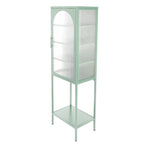 Meuble de rangement avec porte en verre trempé et 3 étagères réglables, design cannelé vintage