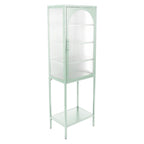Meuble de rangement avec porte en verre trempé et 3 étagères réglables, design cannelé vintage
