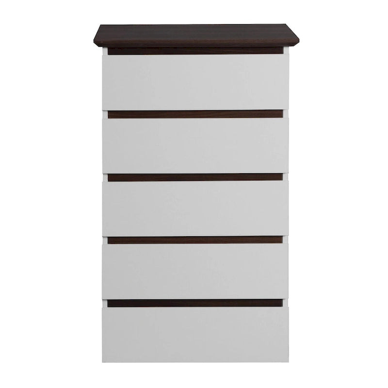 Commode Blanche Haute à 5 Tiroirs pour Chambre, 23,62L x 39,4H pouces